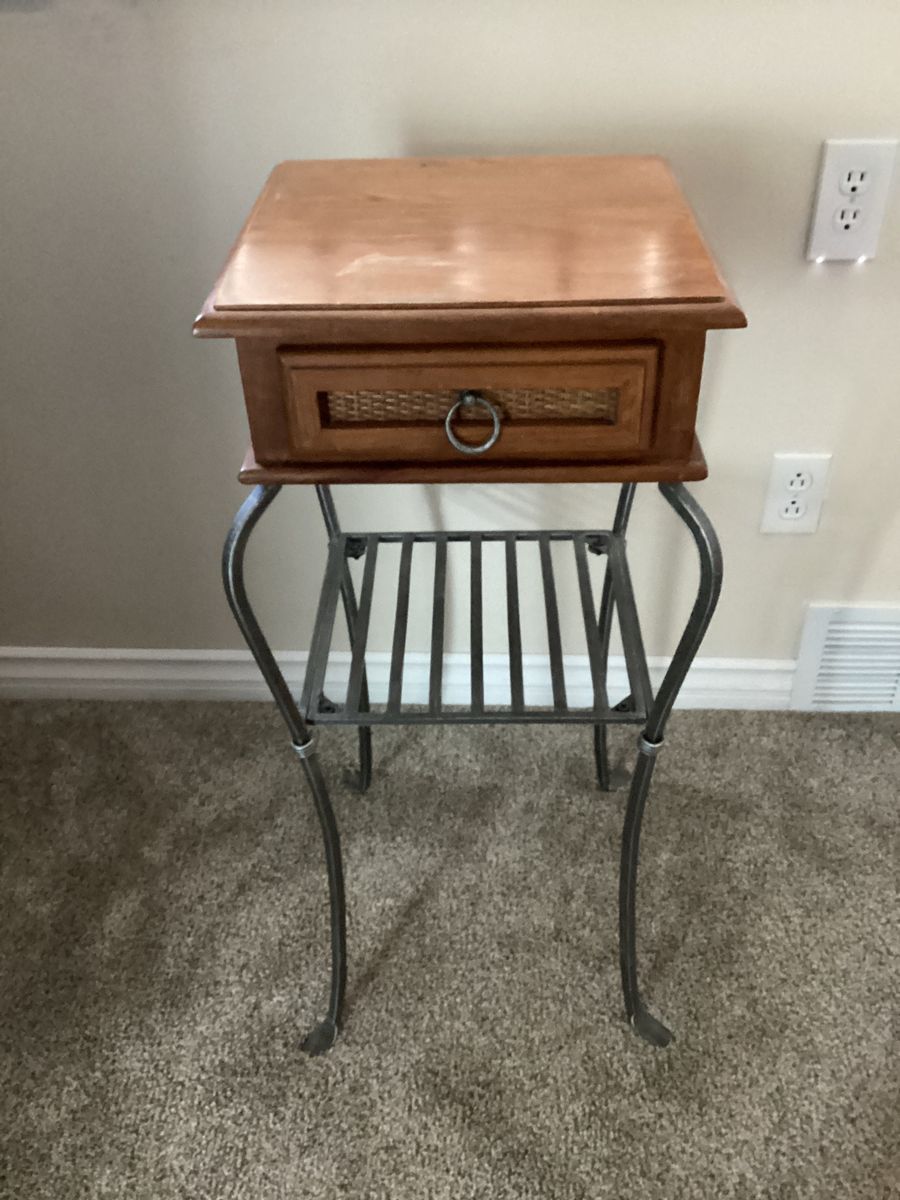 Wood and wrought iron side table