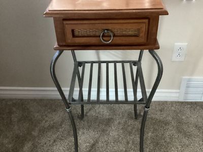 Wood and wrought iron side table