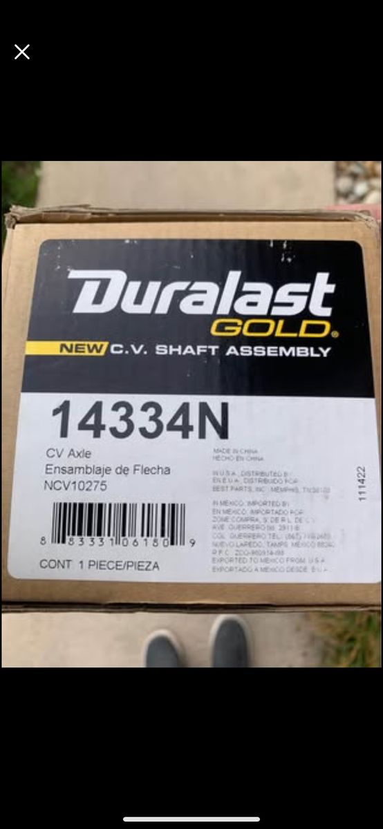 Duralast Gold NCV10275 CV Axle Assembly for 2012 Buick Enclave - Passenger Front & Rear, New