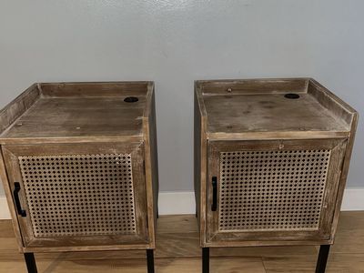 COZAYH Rustic Farmhouse Nightstand with 2 USB Ports - Set of 2 $210 OBO