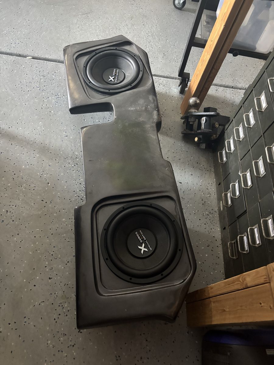 Dodge Ram under seat dual 12 inch speaker box.
