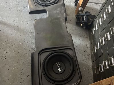 Dodge Ram under seat dual 12 inch speaker box.