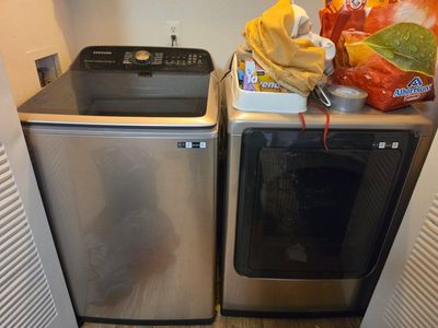 Samsung Washer & Electric Dryer Set - Top Load, Champagne finish