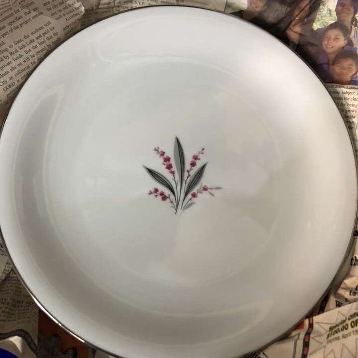 Elegant White Noritake china with Pink Floral Design and Platinum Trim