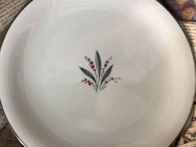 Elegant White Noritake china with Pink Floral Design and Platinum Trim