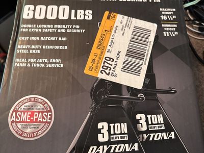 Brand new set of 2 Dayton 3 ton ratcheting jack stands in box