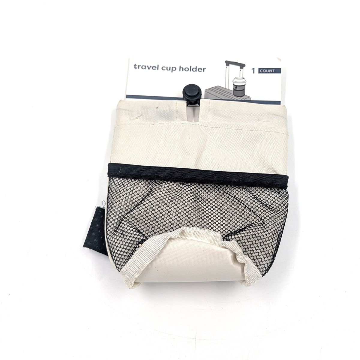 Travel Cup Holder Mesh White and Black