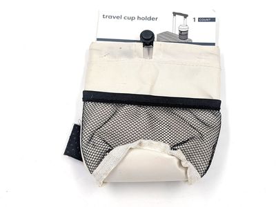 Travel Cup Holder Mesh White and Black