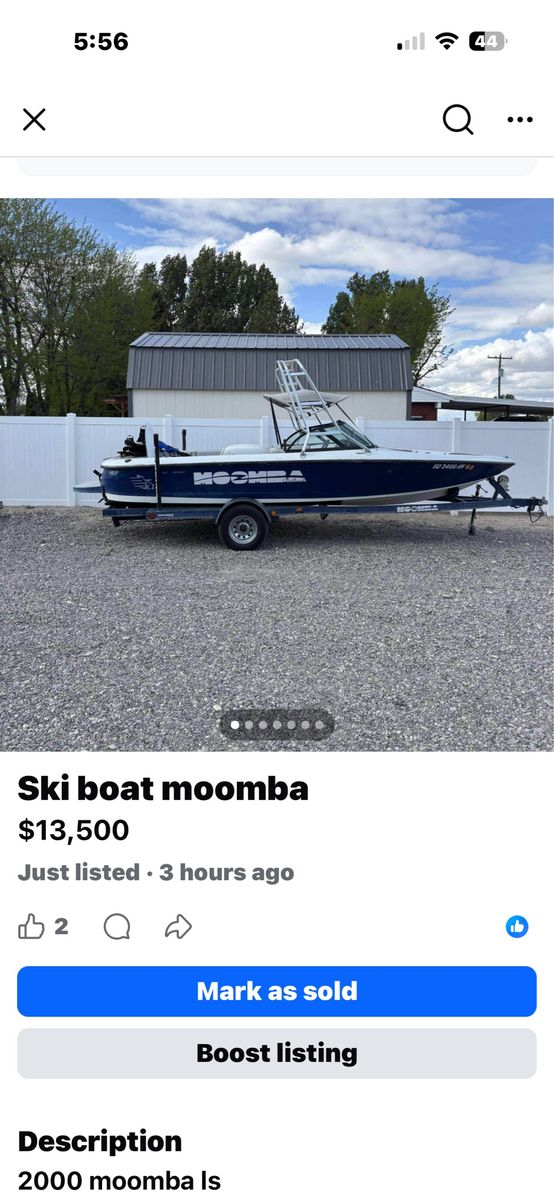 2000 Moomba LS Ski Boat with Tower and Trailer