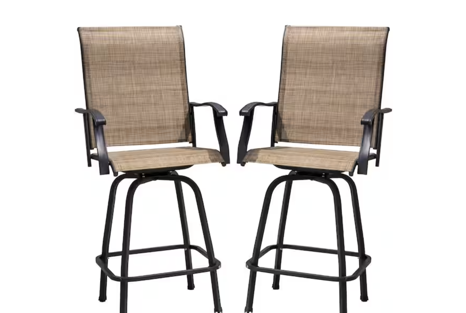 New in Box Set of 2,,..2-Pieces Swivel  Metal Textile Outdoor Bar Stool, Brown