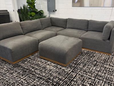 COSTCO HENREDON MURPHY 6-PIECE FABRIC MODULAR SECTIONAL, GRAY!!
