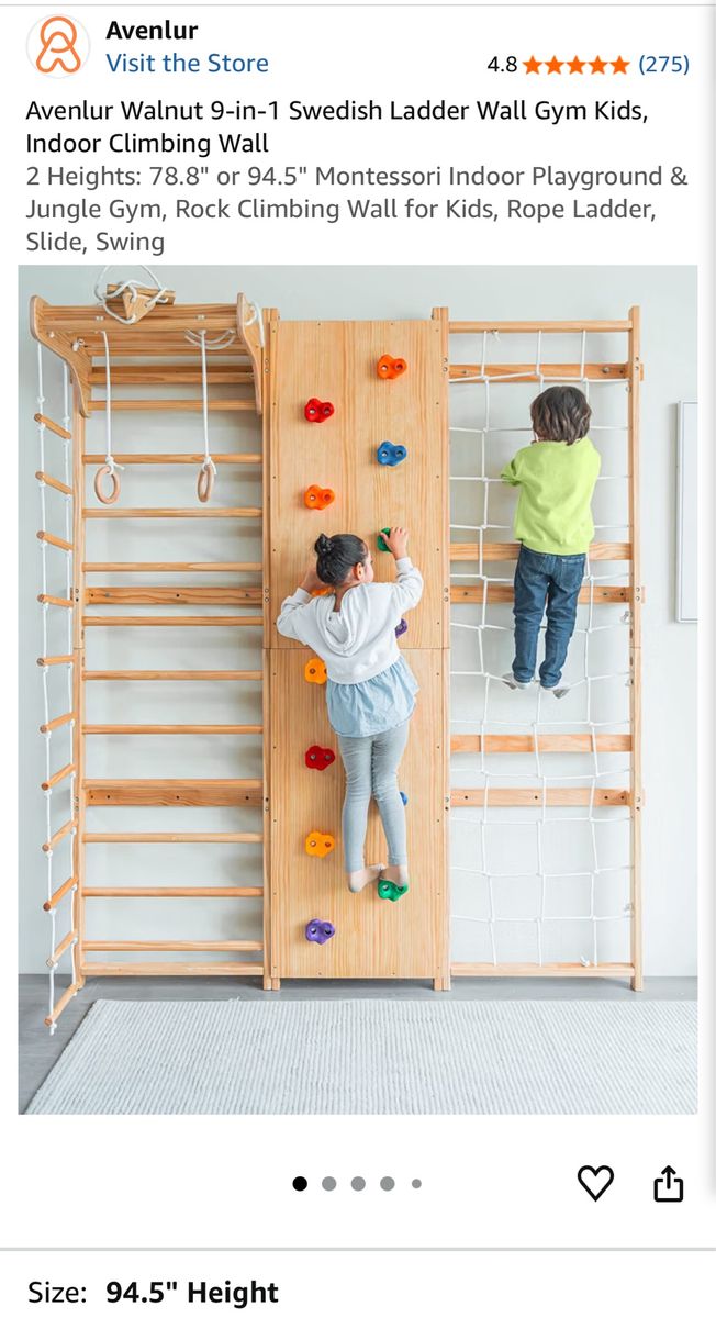 Avenlur 9-in-1 Swedish Ladder Indoor Wall Gym & Climbing Wall 94.5"