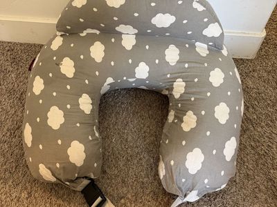 Grey Cloud Print Infant Nursing Pillow with Adjustable Strap