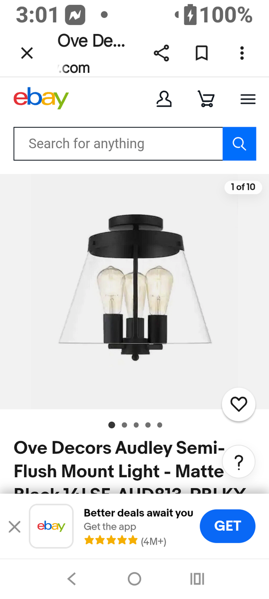 new in the box ovedecors glass light fixture