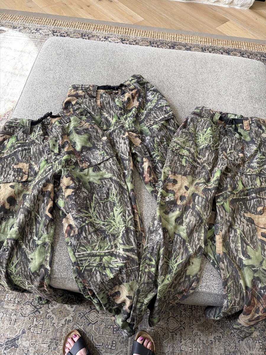 3 pair of men’s camo pants in excellent condition. One Size Medium, and Two size Large.