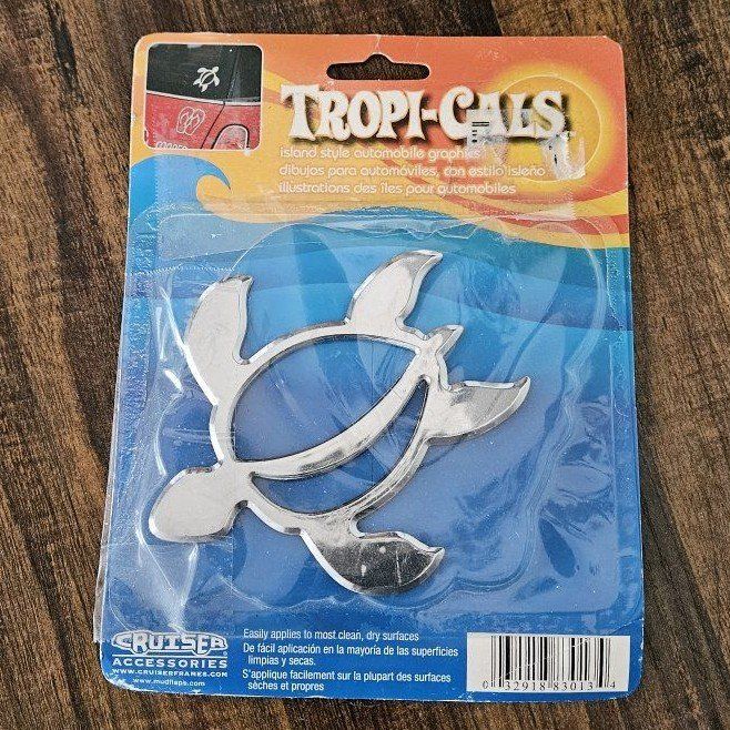 Sea Turtle Decal Chrome Finish, Island Style Graphic for Car