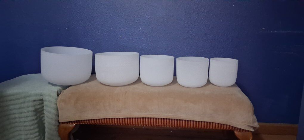 Set of 5 Singing Bowls w/Case, Mallets & O Rings