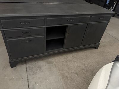 Restored 1920s Solid Wood Desk and Credenza