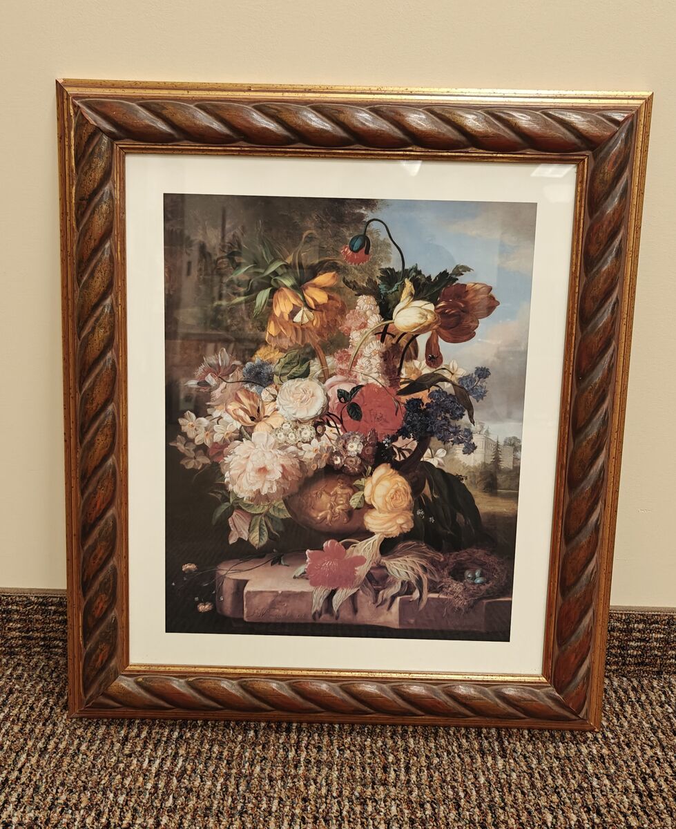 Framed Classic Floral Still Life Art – 25.25”x 29.5”
