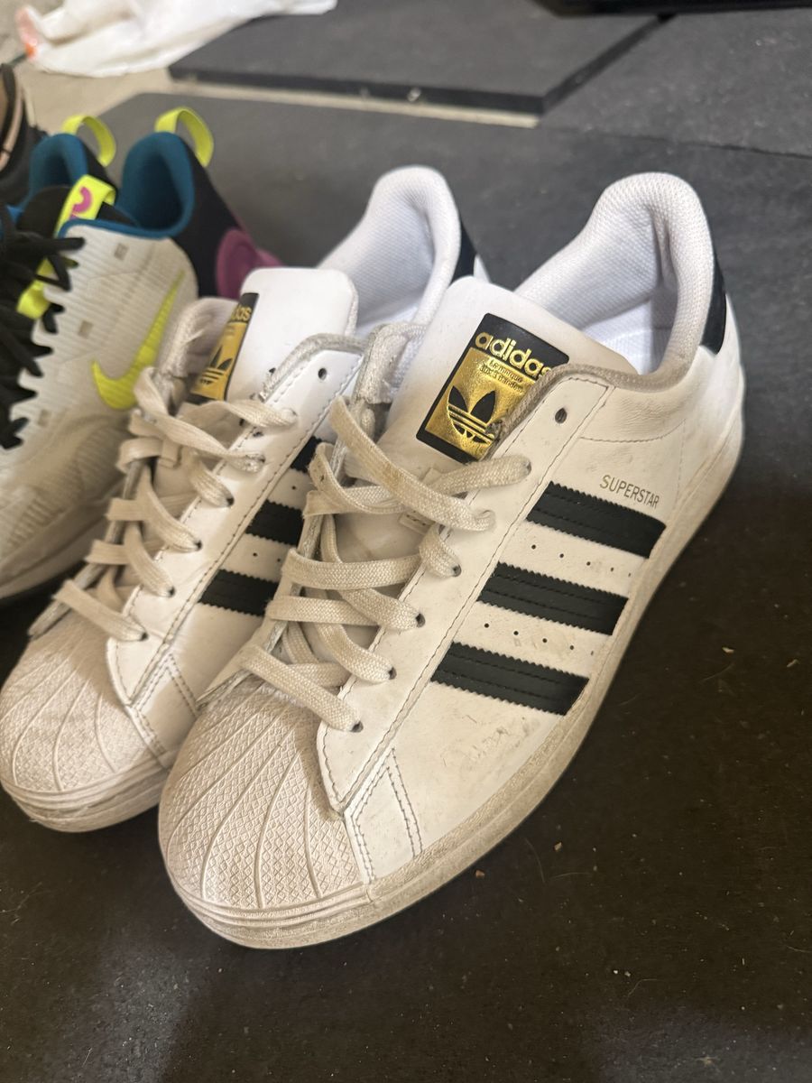 Adidas Superstar White and Black Sneakers - Men's Size 10