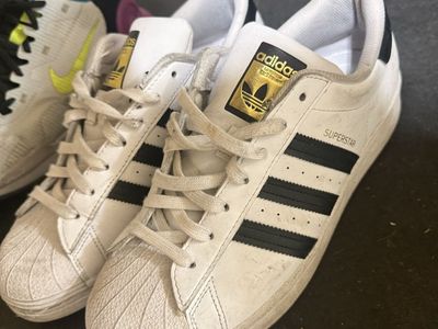 Adidas Superstar White and Black Sneakers - Men's Size 10
