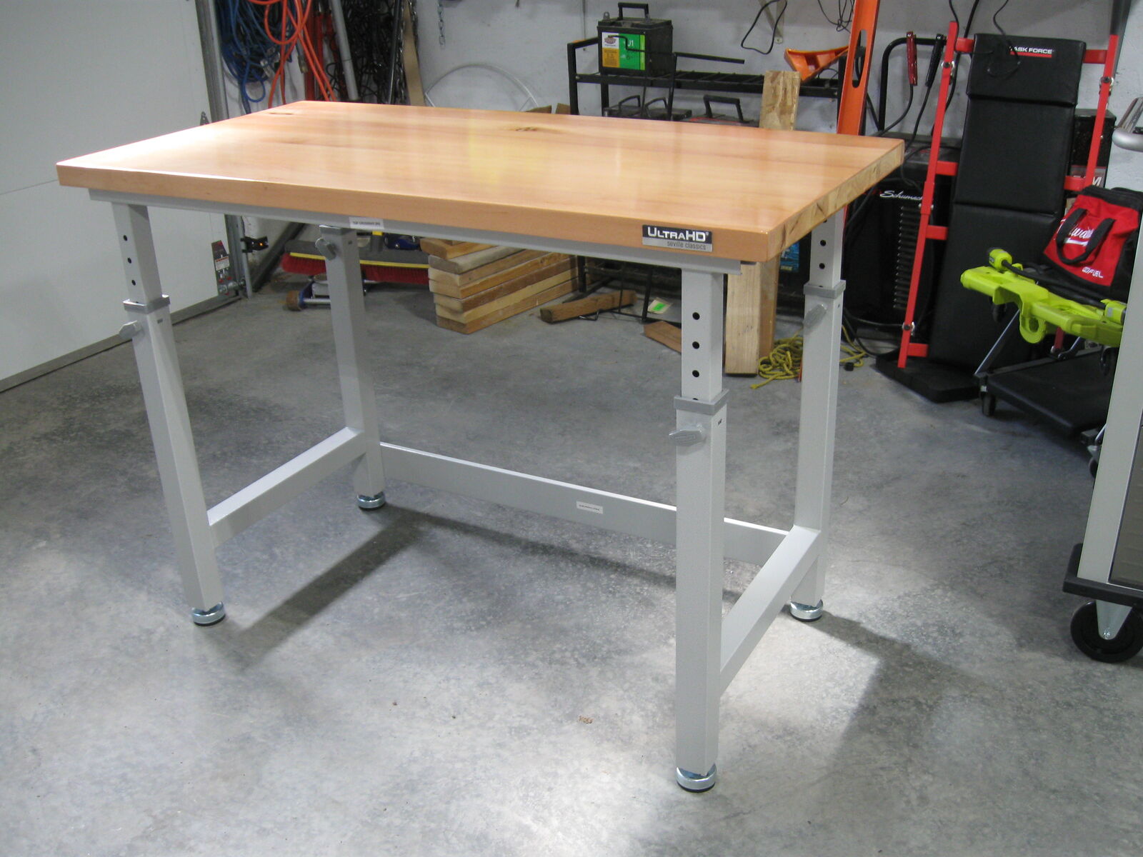 New Seville Classics UltraHD Height Adjustable Granite Workbench, 48" x 24" x 28.5"-42"