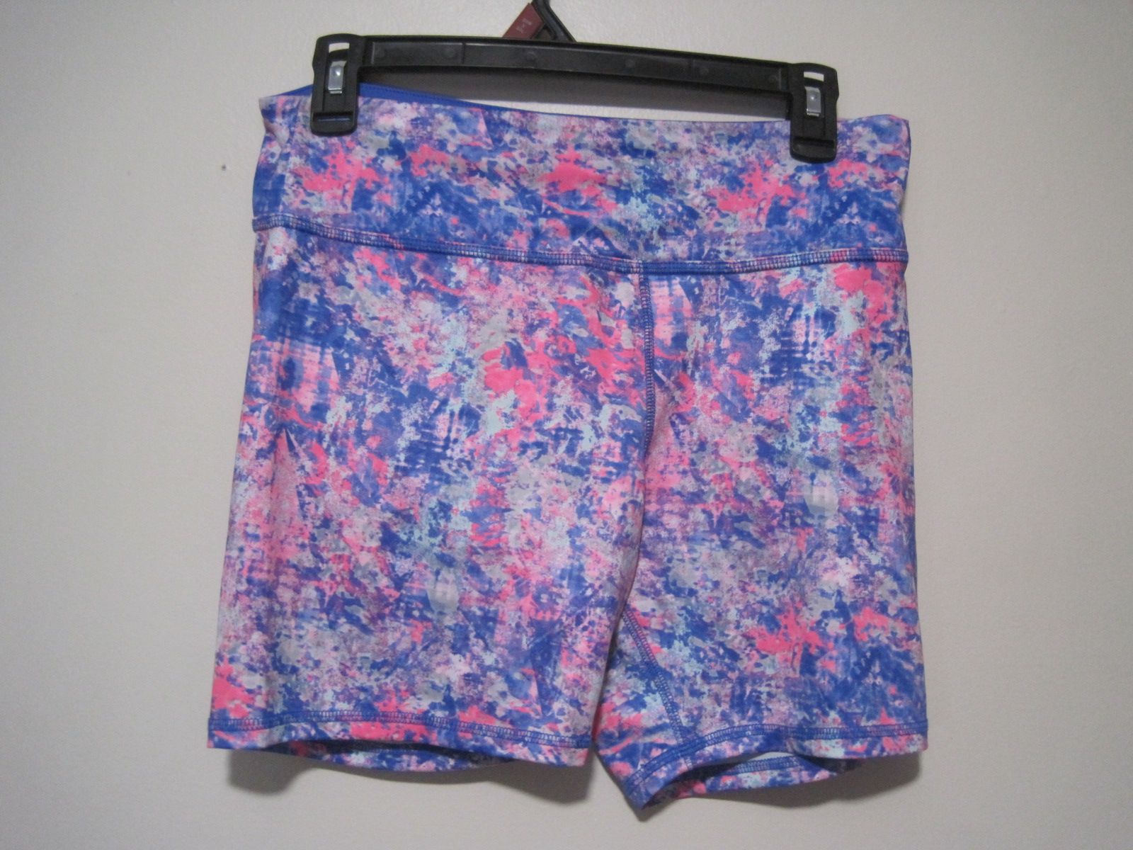 RBX Women's Size Large Pink Blue Gray Splash Athletic Active Compression Shorts
