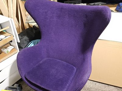Mid-Century Modern Purple Upholstered Egg Accent Swivel Chair