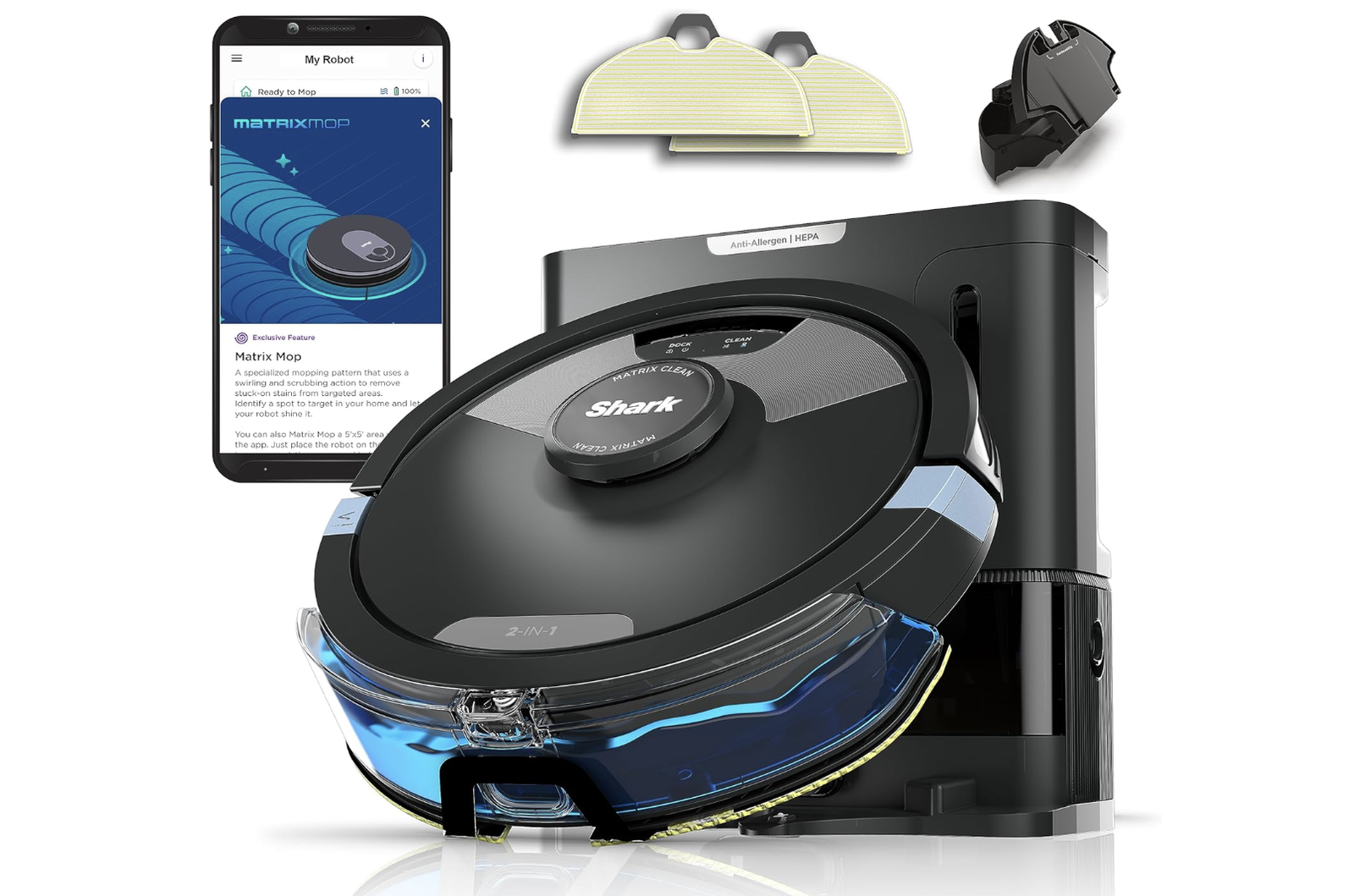 New in Box Shark Matrix Plus 2in1 Robot Vacuum & Mop with Sonic Mopping, Matrix Clean, Home Mapping,