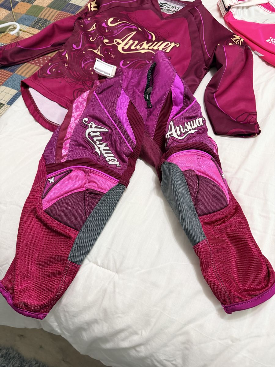 Answer Racing Girls MX Pants and Jersey Set Pink/Maroon Youth Size 16