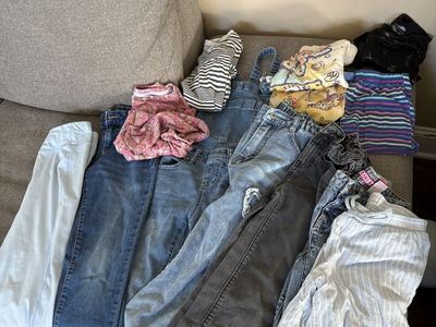 Assorted Girls Clothing Bundle Pants Jeans Tops Size 7/8 Used
