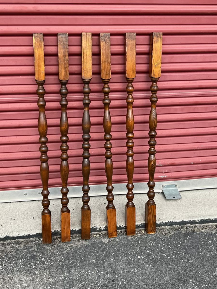 6 Vintage Wood Spindles/Balusters - Architectural Salvage
