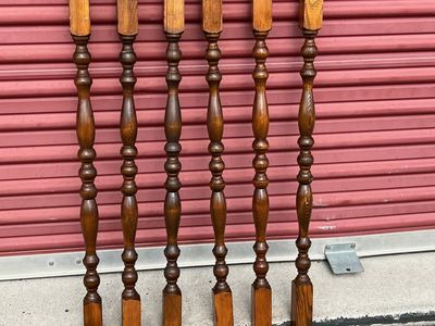 6 Vintage Wood Spindles/Balusters - Architectural Salvage