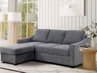 Coddle Aria Fabric Sleeper Sofa with Reversible Chaise and Storage, Gray Costco Retail $1,249