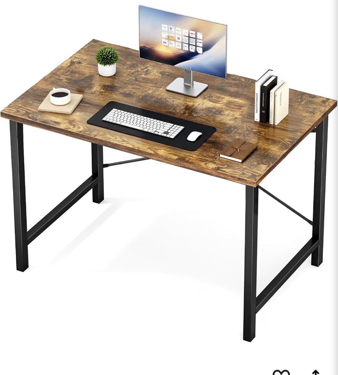 Rustic Brown Computer Desk with Side Storage Bag 40" x 20"