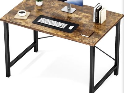 Rustic Brown Computer Desk with Side Storage Bag 40" x 20"