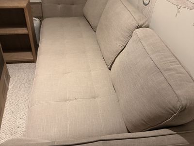 Beige Tufted Sofa - 3-4 Seater Couch