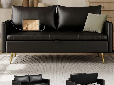 Black Fuax Leather Couch Brand New In Box