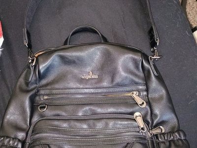 Angel Kiss Black Faux Leather Shoulder Bag