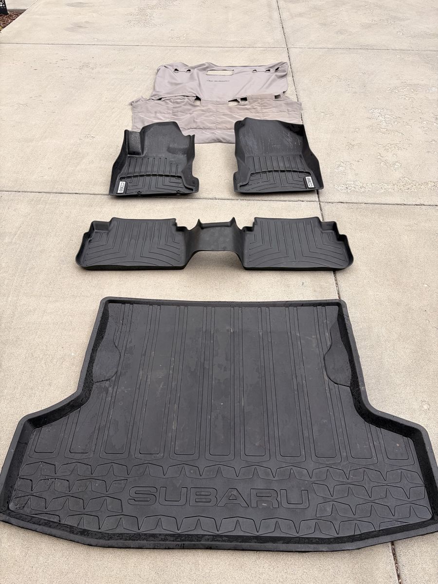 Floor Mats, Trunk Liner and Backseat cover. Weathertech and oem Subaru from ‘23 WRX.