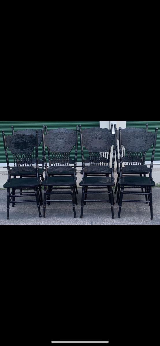 8 GORGEOUS BLACK VINTAGE CHAIRS