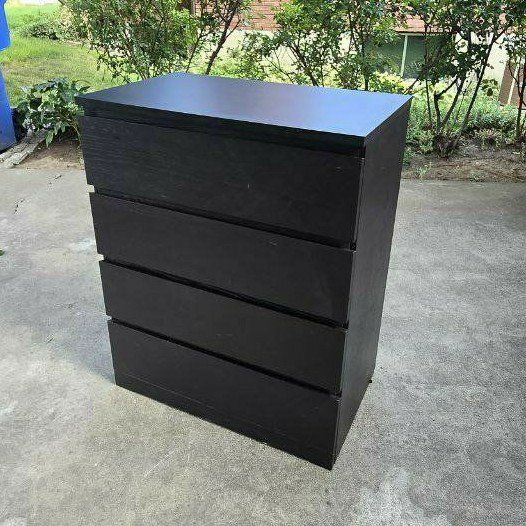 IKEA Malm Black Wooden Bedroom Dresser 4 Drawers 80x100cm