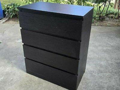 IKEA Malm Black Wooden Bedroom Dresser 4 Drawers 80x100cm