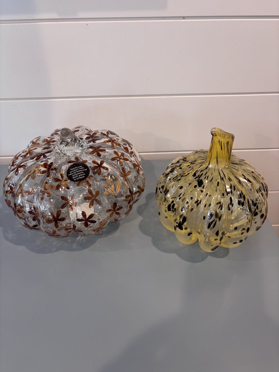 Elegant glass gourds/pumpkins $15/both