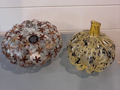 Elegant glass gourds/pumpkins $15/both