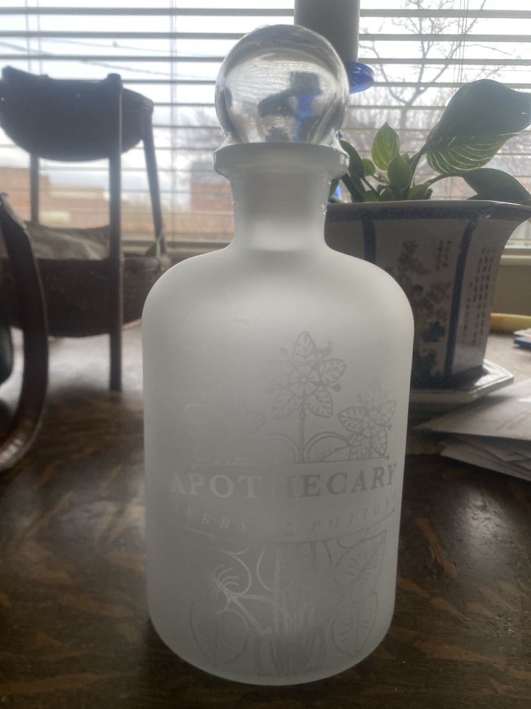 Apothecary Decanter Frosted Glass Jar For Herbs