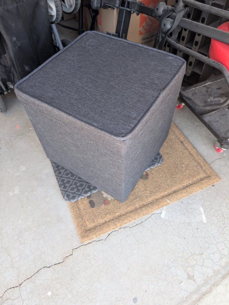 Gray Fabric Storage Ottoman Cube with Removable Lid