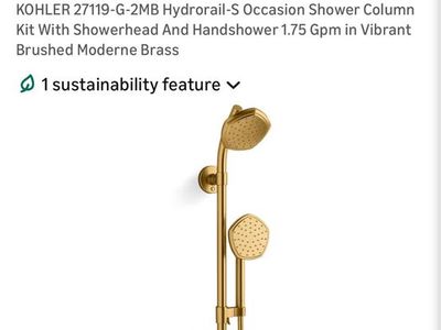 KOHLER 27119-G-2MB Hydrorail-S Occasion Shower Column Kit - Vibrant Brushed Moderne Brass 1.75 GPM
