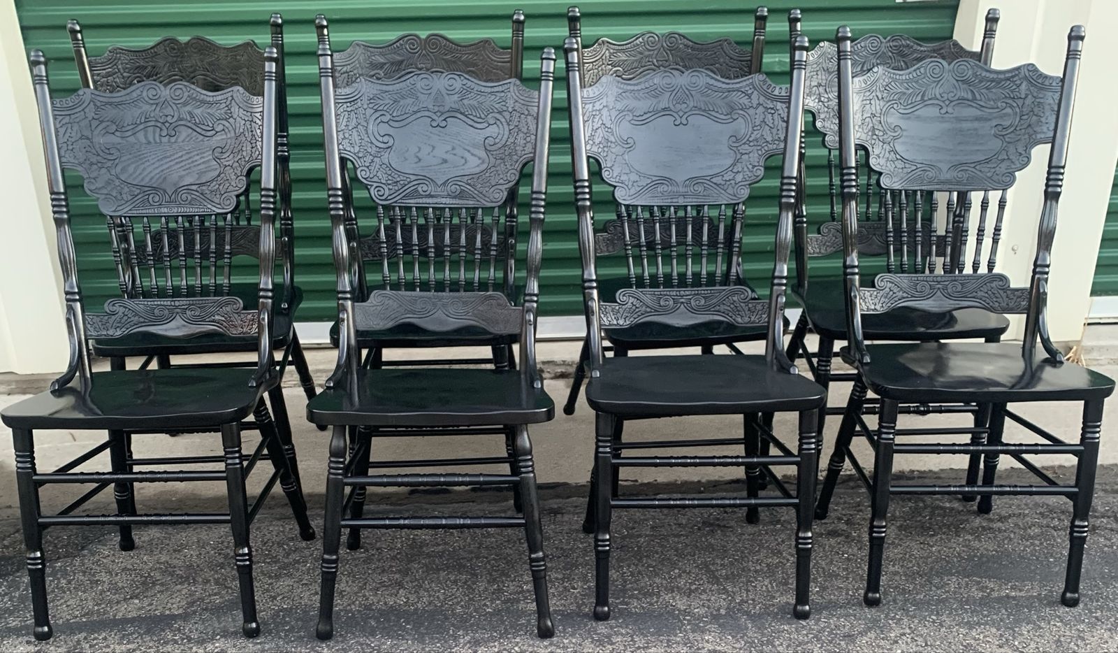 Set of 8 Vintage Farm Style Dining Chairs