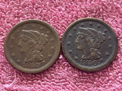 $46 each 1850 & 1853 beautiful large cents